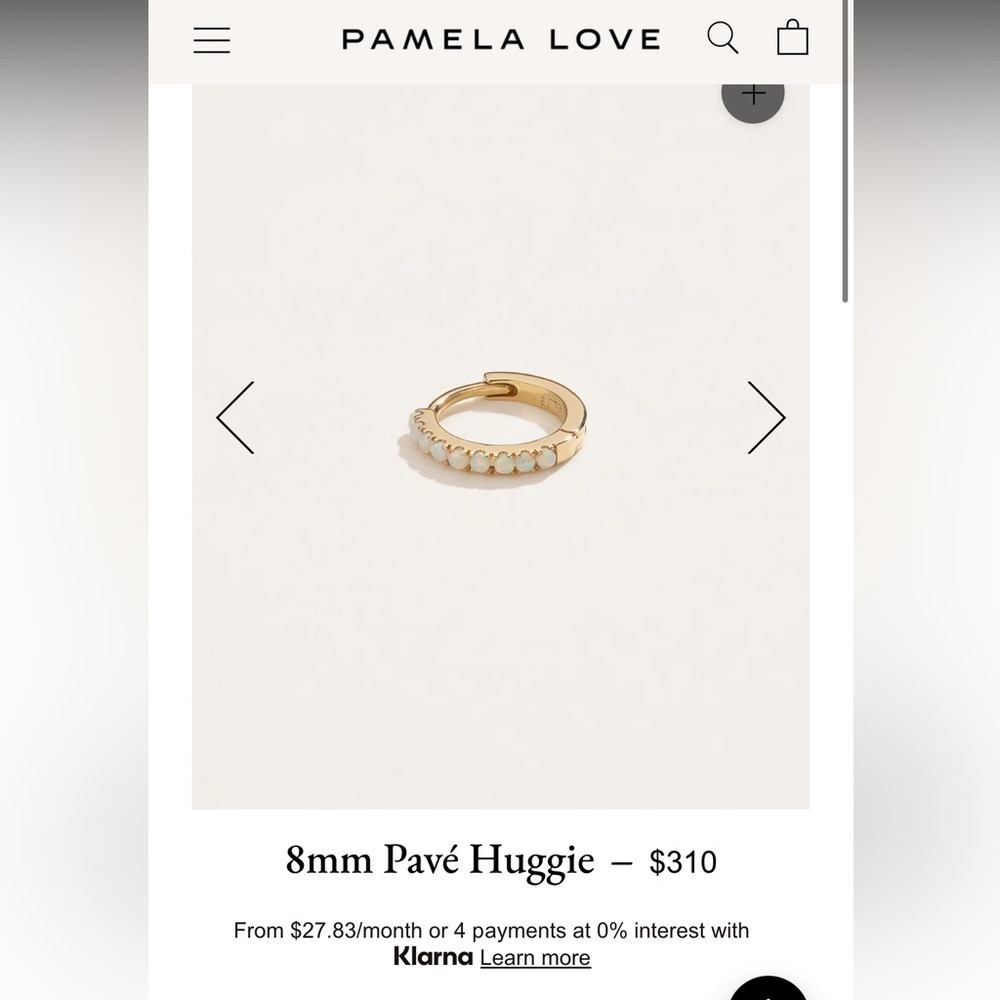 Pamela Love 8mm Opal Gold Pavé Huggie Earring